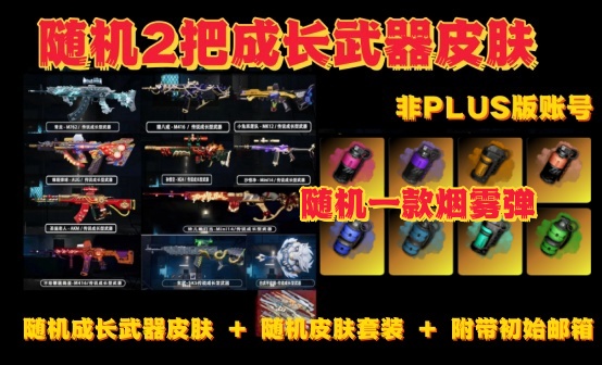 炫彩烟雾成长武器X2随机皮肤非PLUS账号