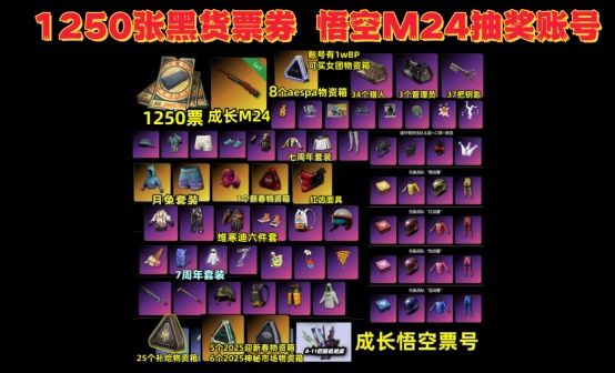 悟空M24+1250张黑货票黄东女团物资抽奖账号